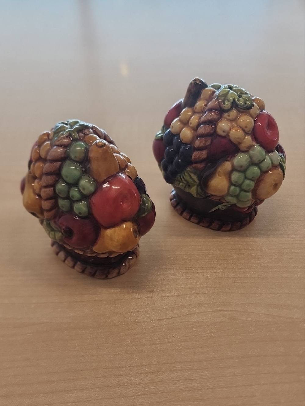 Mediterranean Fruit Basket Ceramic Salt and Pepper Shakers - Multicolor